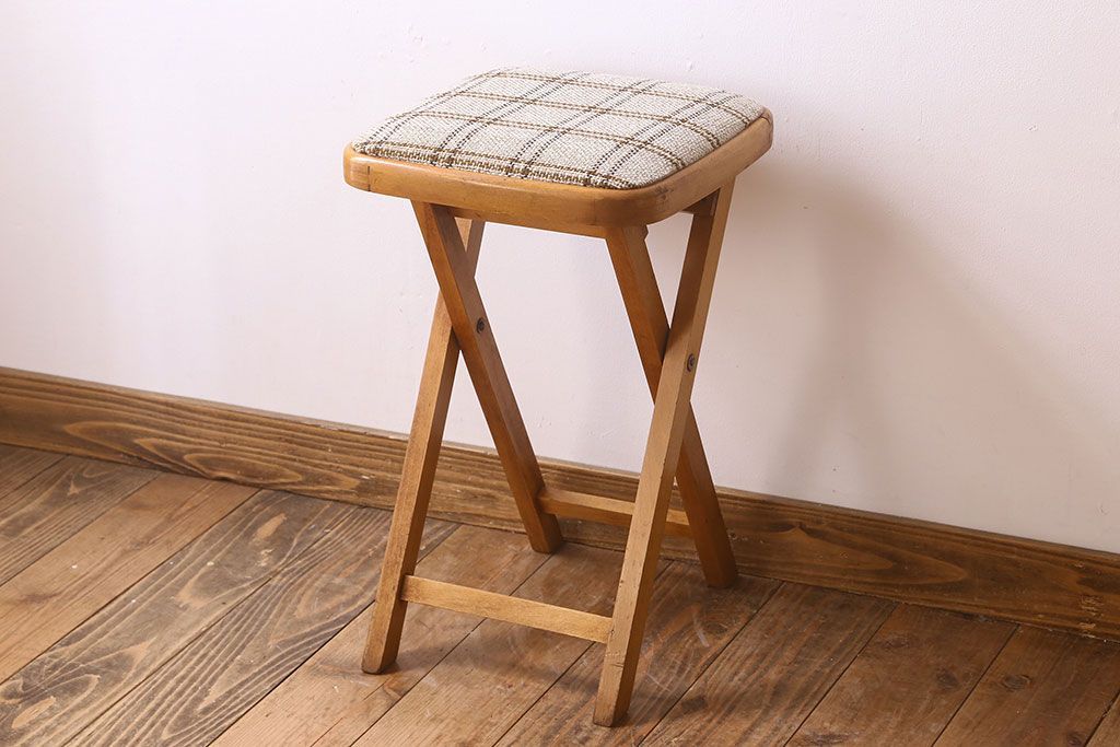 ヴィンテージ家具　英国ビンテージ　1970年　折りたたみチェア(フォールディングスツール)(2)