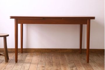 【T様ご成約分】北欧家具　シンプルなビンテージダイニングテーブル(エクステンションテーブル)(3)