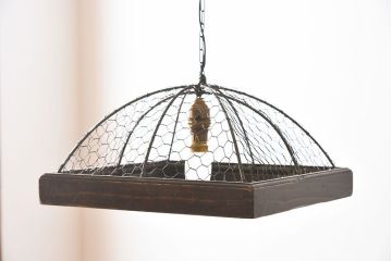 古い金網シェードのアンティーク天井照明