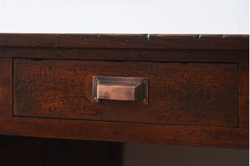 アンティーク家具　古い木製　檜材　大きなアンティーク両袖机