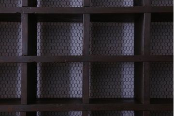 アンティーク家具　特大サイズ!古い木のマス目収納棚(収納棚、飾り棚)(2)