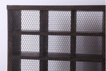 アンティーク家具　特大サイズ!古い木のマス目収納棚(収納棚、飾り棚)(2)