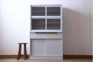 アンティーク家具　カップボード　アンティーク　おしゃれなペイント収納棚(食器棚)