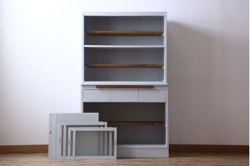 アンティーク家具　カップボード　アンティーク　おしゃれなペイント収納棚(食器棚)