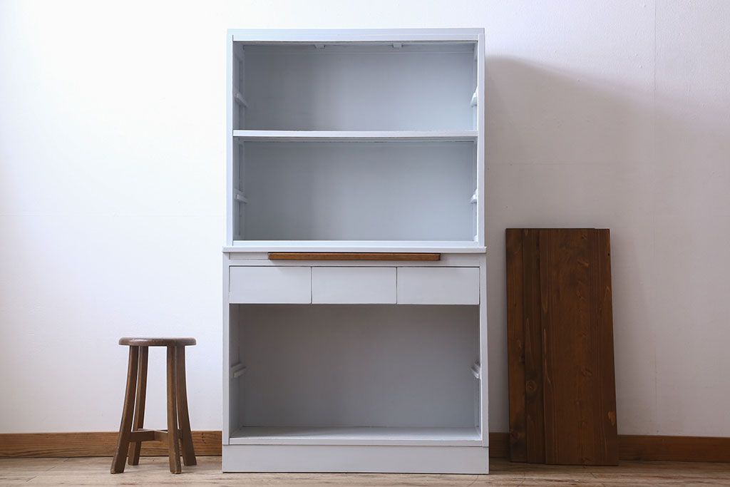 アンティーク家具　カップボード　アンティーク　おしゃれなペイント収納棚(食器棚)
