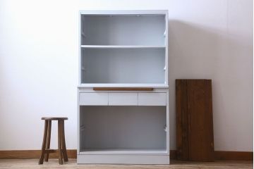 アンティーク家具　カップボード　アンティーク　おしゃれなペイント収納棚(食器棚)