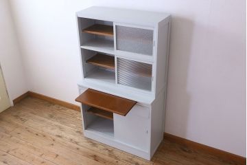 アンティーク家具　カップボード　アンティーク　おしゃれなペイント収納棚(食器棚)