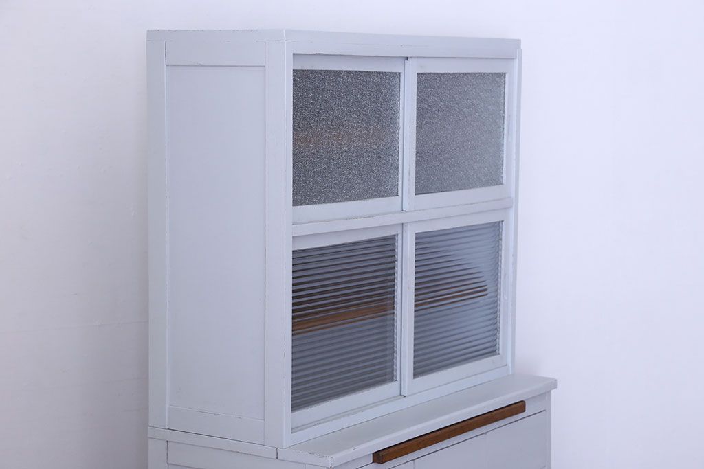 アンティーク家具　カップボード　アンティーク　おしゃれなペイント収納棚(食器棚)