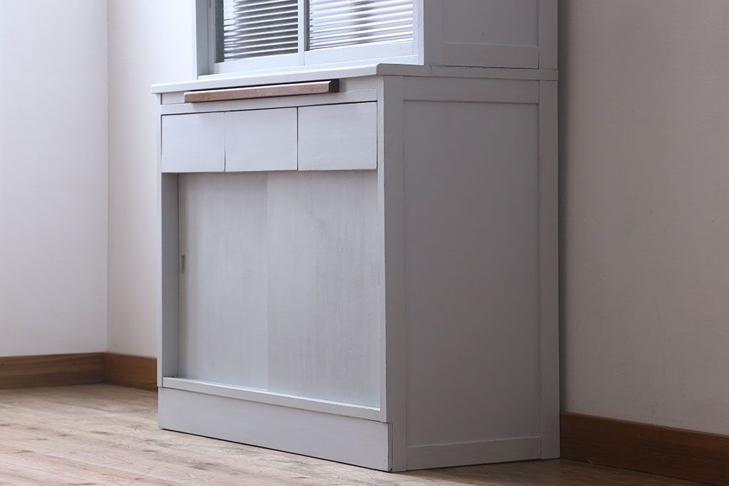 アンティーク家具　カップボード　アンティーク　おしゃれなペイント収納棚(食器棚)