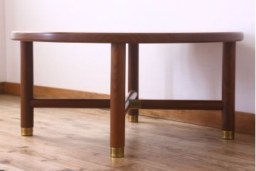 ヴィンテージ家具　北欧ビンテージ　コーヒーテーブル(ラウンドテーブル)おしゃれなガラス入り