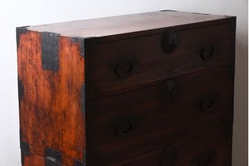 アンティーク家具　杉材　和製アンティーク　明治大正期の二段重ね時代箪笥(衣装箪笥)