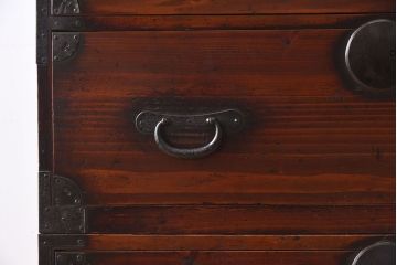 アンティーク家具　杉材　和製アンティーク　明治大正期の二段重ね時代箪笥(衣装箪笥)