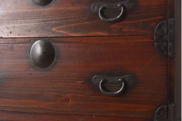 アンティーク家具　杉材　和製アンティーク　明治大正期の二段重ね時代箪笥(衣装箪笥)