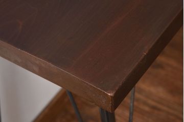 アンティーク家具　古い天板一枚板!シンプルな鉄脚テーブル