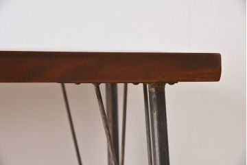 アンティーク家具　古い天板一枚板!シンプルな鉄脚テーブル