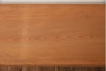 アンティーク家具　古い天板一枚板!檜材製　シンプルな鉄脚テーブル