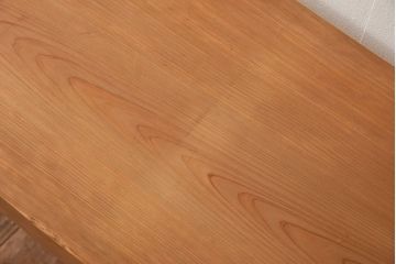 アンティーク家具　古い天板一枚板!檜材製　シンプルな鉄脚テーブル