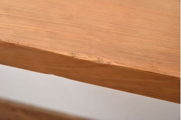 アンティーク家具　古い天板一枚板!檜材製　シンプルな鉄脚テーブル