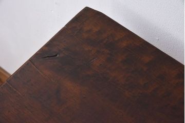 アンティーク家具　極厚　古い天板一枚板!シンプルな鉄脚テーブル