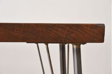 アンティーク家具　極厚　古い天板一枚板!シンプルな鉄脚テーブル
