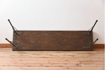 天板一枚板!古材をリメイクしたシンプルな鉄脚テーブル