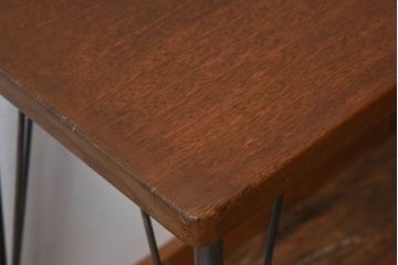 天板一枚板!古材をリメイクしたシンプルな鉄脚テーブル ラワン材製