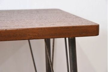 天板一枚板!古材をリメイクしたシンプルな鉄脚テーブル ラワン材製