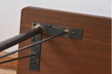 天板一枚板!古材をリメイクしたシンプルな鉄脚テーブル ラワン材製