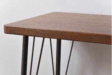 天板一枚板!古材をリメイクしたシンプルな鉄脚テーブル ラワン材製