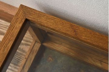 アンティーク家具　アンティーク　ナラ材　小ぶりな横型ガラスケース(ショーケース)