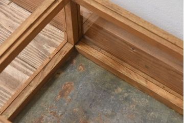 アンティーク家具　アンティーク　ナラ材　小ぶりな横型ガラスケース(ショーケース)