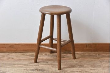 アンティーク雑貨　シンプル　アンティーク　古い木の丸型スツール