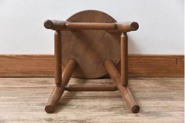 アンティーク雑貨　シンプル　アンティーク　古い木の丸型スツール