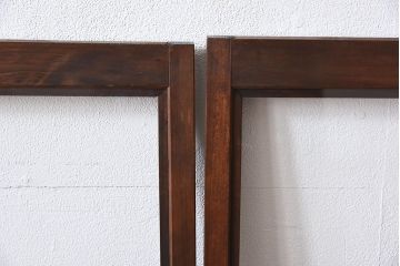 古い木のレトロなアンティークガラス戸(窓)2枚セット