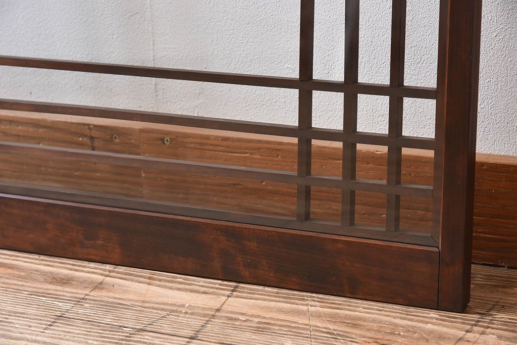 古い木のレトロなアンティークガラス戸(窓)2枚セット