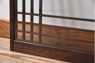 古い木のレトロなアンティークガラス戸(窓)2枚セット