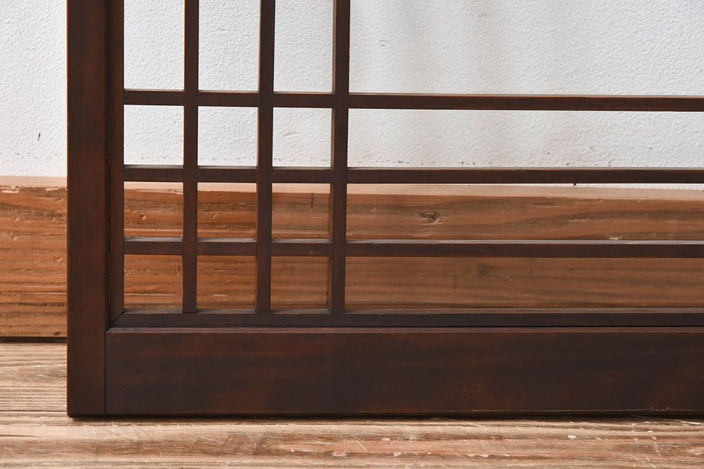 古い木のレトロなアンティークガラス戸(窓)2枚セット