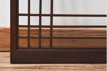 古い木のレトロなアンティークガラス戸(窓)2枚セット