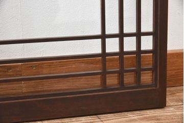 古い木のレトロなアンティークガラス戸(窓)2枚セット