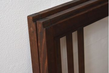 古い木のレトロなアンティークガラス戸(窓)2枚セット