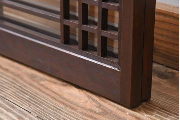 古い木のレトロなアンティークガラス戸(窓)2枚セット