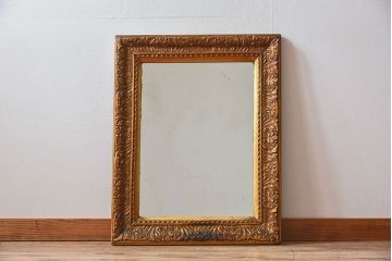 アンティーク雑貨　イギリスアンティーク　モールディングミラー　ゴールド