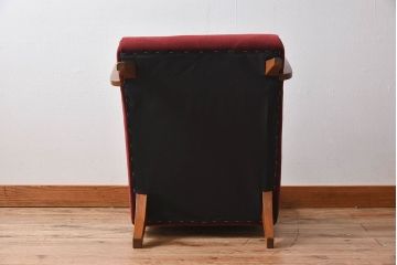 レトロ家具　ナラ材　シンプルでレトロなアンティーク1人掛けアームソファ