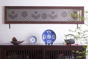 アンティーク雑貨　組子が美しい欄間(明り取り)　両面ガラス入り　和製アンティーク