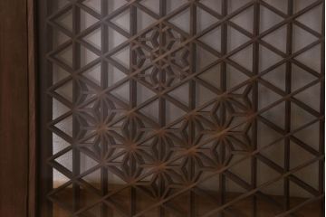 アンティーク雑貨 組子が美しい欄間(明り取り) 両面ガラス入り 和製アンティーク