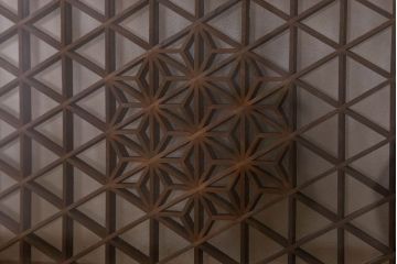 アンティーク雑貨 組子が美しい欄間(明り取り) 両面ガラス入り 和製アンティーク