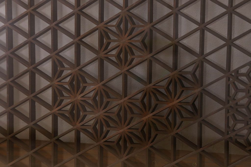 アンティーク雑貨 組子が美しい欄間(明り取り) 両面ガラス入り 和製アンティーク