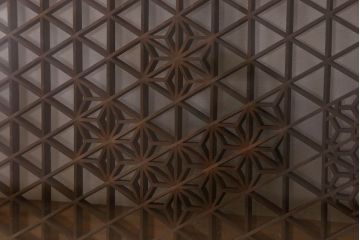 アンティーク雑貨 組子が美しい欄間(明り取り) 両面ガラス入り 和製アンティーク