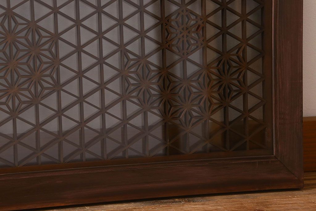 アンティーク雑貨 組子が美しい欄間(明り取り) 両面ガラス入り 和製アンティーク