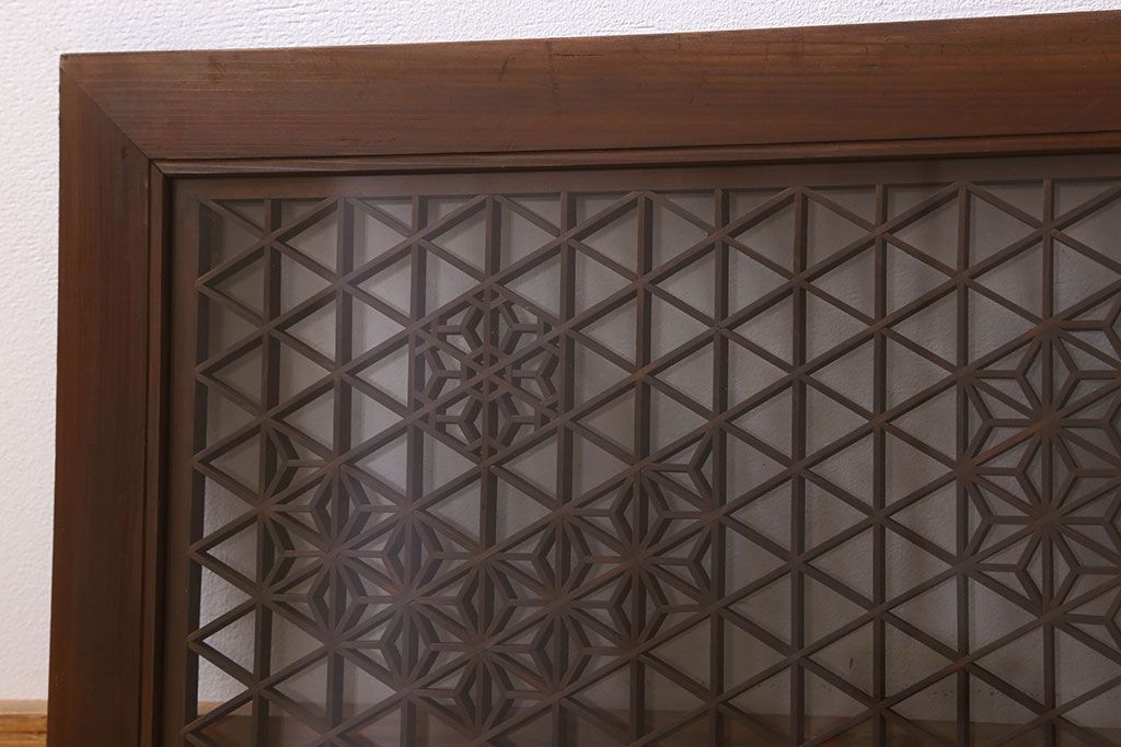 アンティーク雑貨 組子が美しい欄間(明り取り) 両面ガラス入り 和製アンティーク